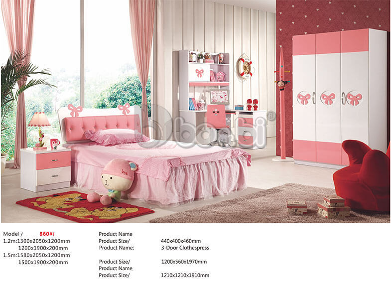 Bộ phòng ngủ màu hồng cho bé gái BB BABY860-2
